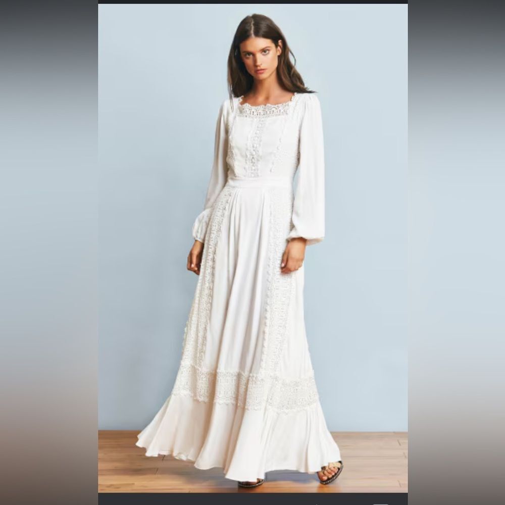 Majorelle Ivory Prairie Maxi Dress Lined Open Back Maxi Small Bohemian ethereal
